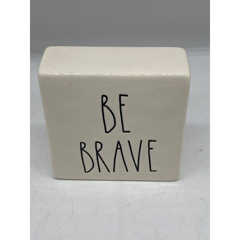 Rae Dunn BE BRAVE, WORK HARD Ceramic Square Home Decor